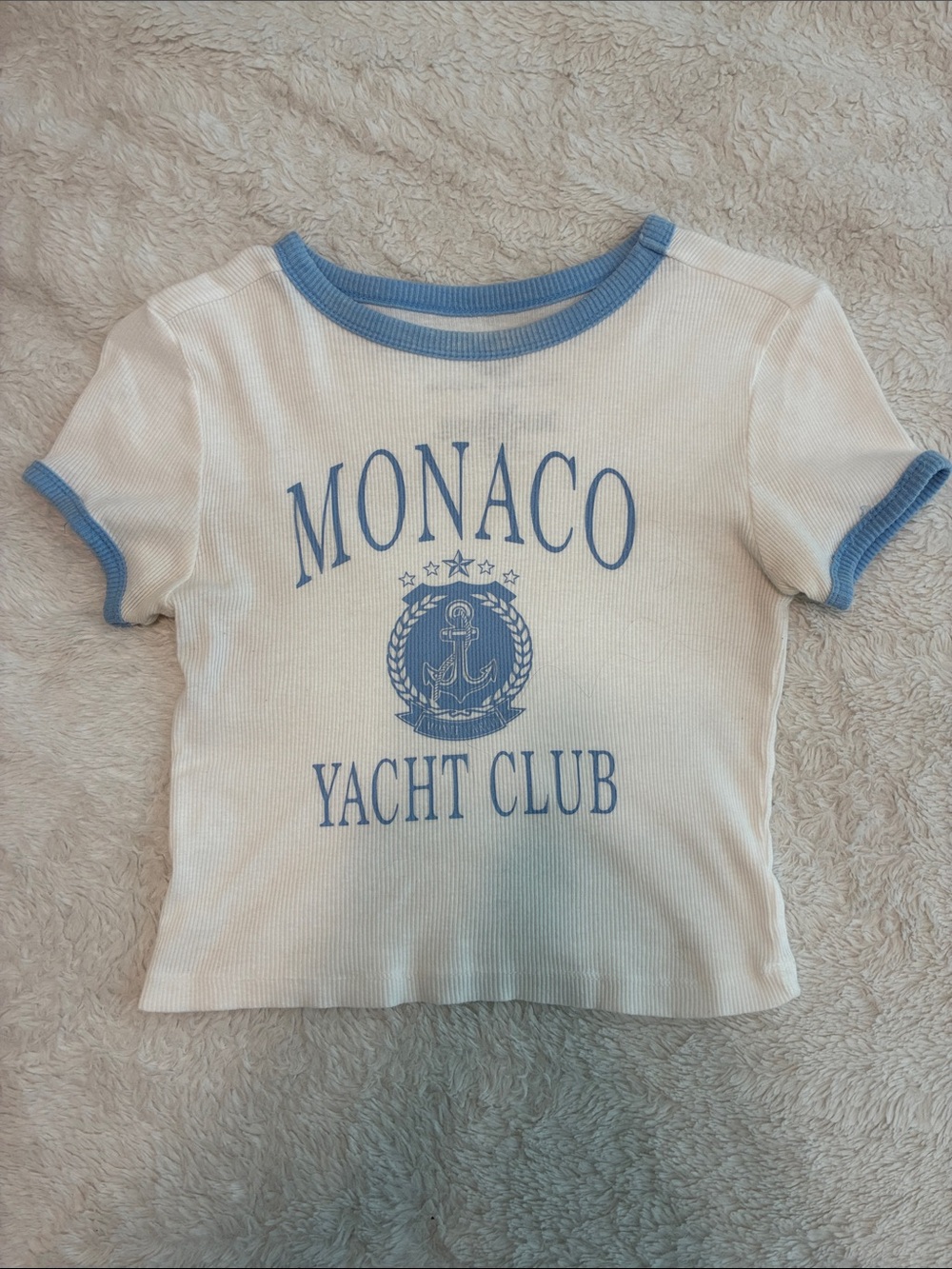 Monaco Yacht Club Blue-Trim Crop Top